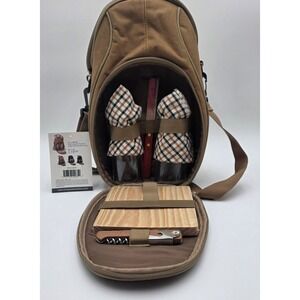 Oak & Olive Brava Wine and Cheese Picnic Tote Set Brown Insulated 2 Bottle Bag